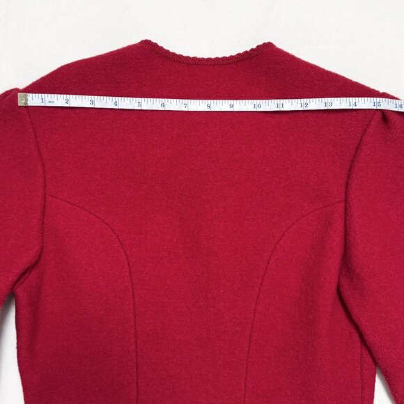 Vintage Geiger Tyrol Red Boiled Wool Puff Sleeve Jacket Made in Austria Size 38 - Picture 14 of 15
